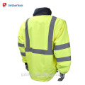 Fluoreszierende gelbe reversible Hi Vis 3m reflektierende Jacke mit Zip-Off Ärmeln im Winter